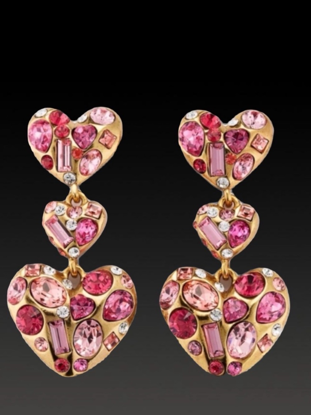 Oscar de la Renta • Gemstone Heart drop earrings